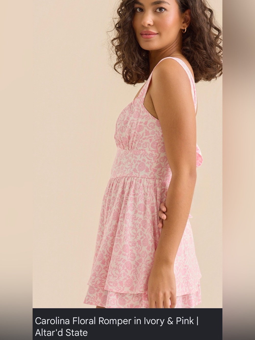 Altar'd State Carolina Floral Romper, 
Pink & Ivory White Floral, XL NWT